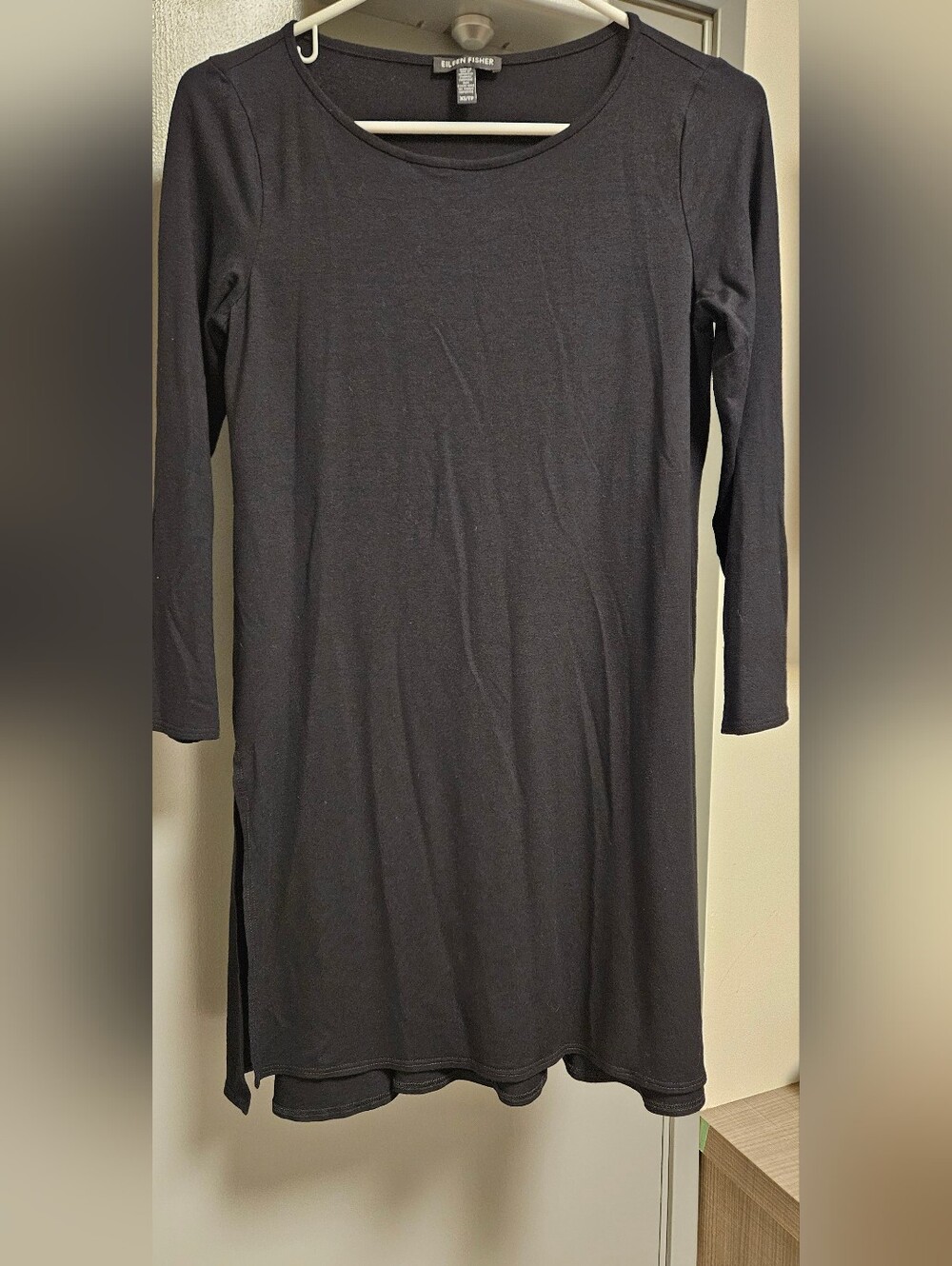 Eileen Fisher Black Long-Sleeve Top. Goth, Work Wear, Minimalist, Teacher.